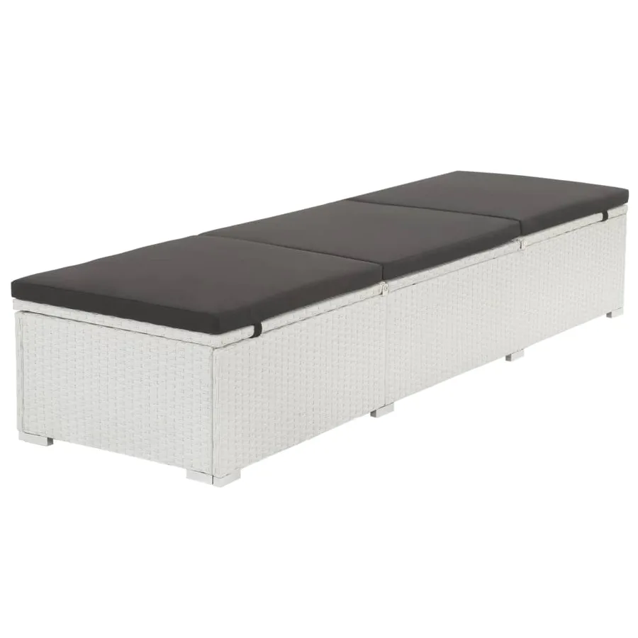 Chaise longue avec coussin Résine tressée Blanc - 2