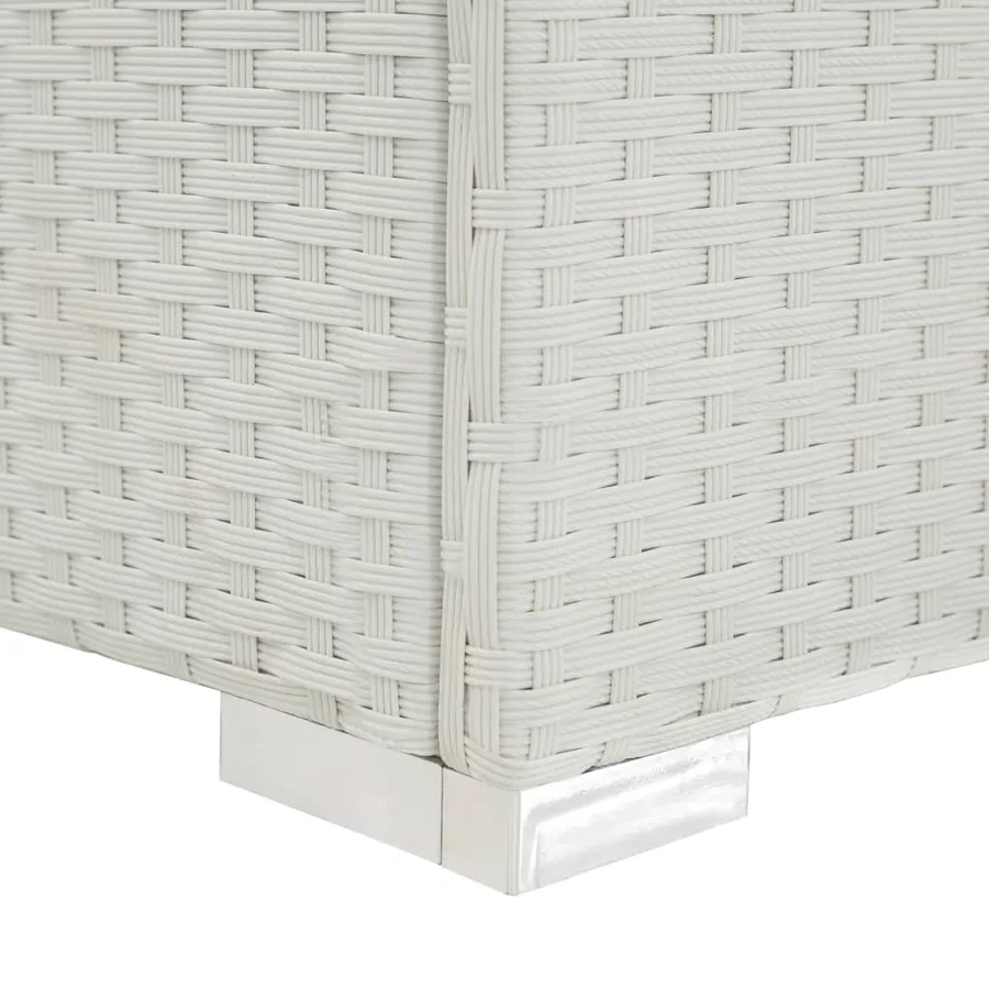 Chaise longue avec coussin Résine tressée Blanc - 5