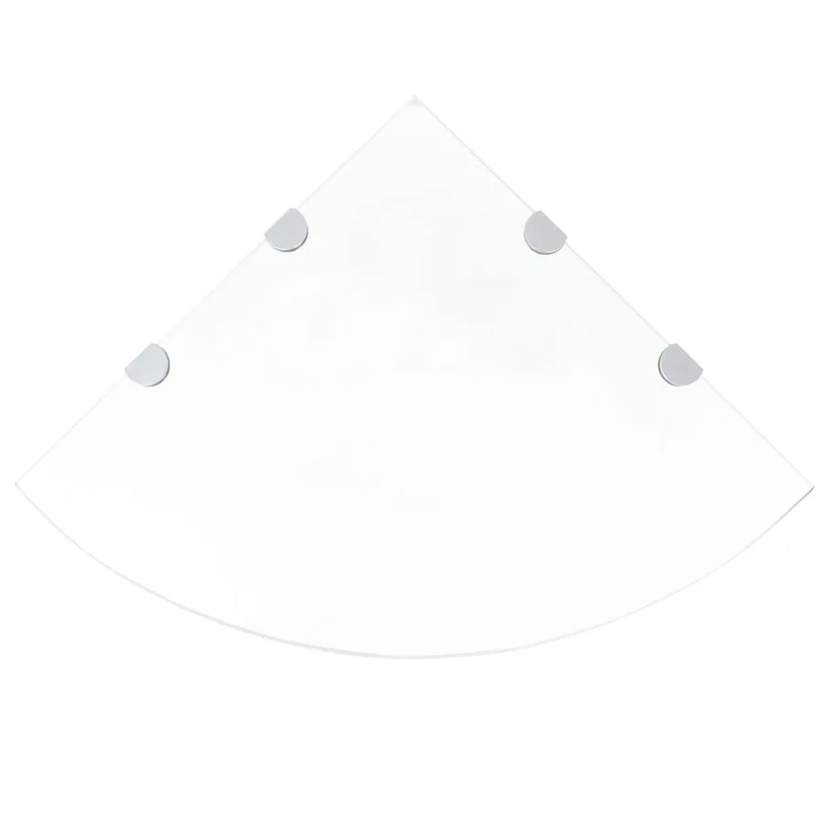 Étagère de coin et supports chromés Verre transparent 45x45 cm
