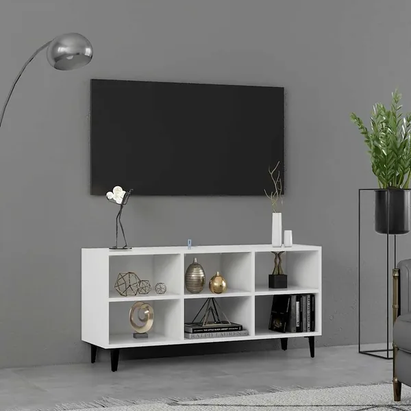 Meuble TV avec pieds en métal Blanc 103,5x30x50 cm