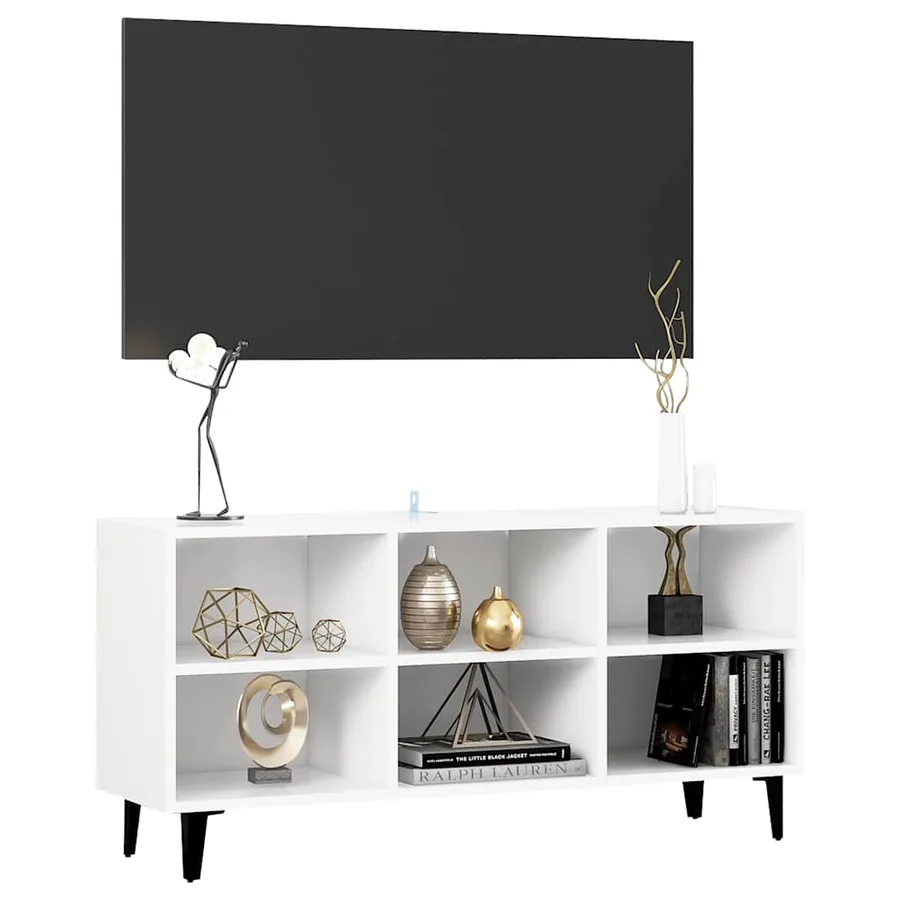 Meuble TV avec pieds en métal Blanc 103,5x30x50 cm - 3