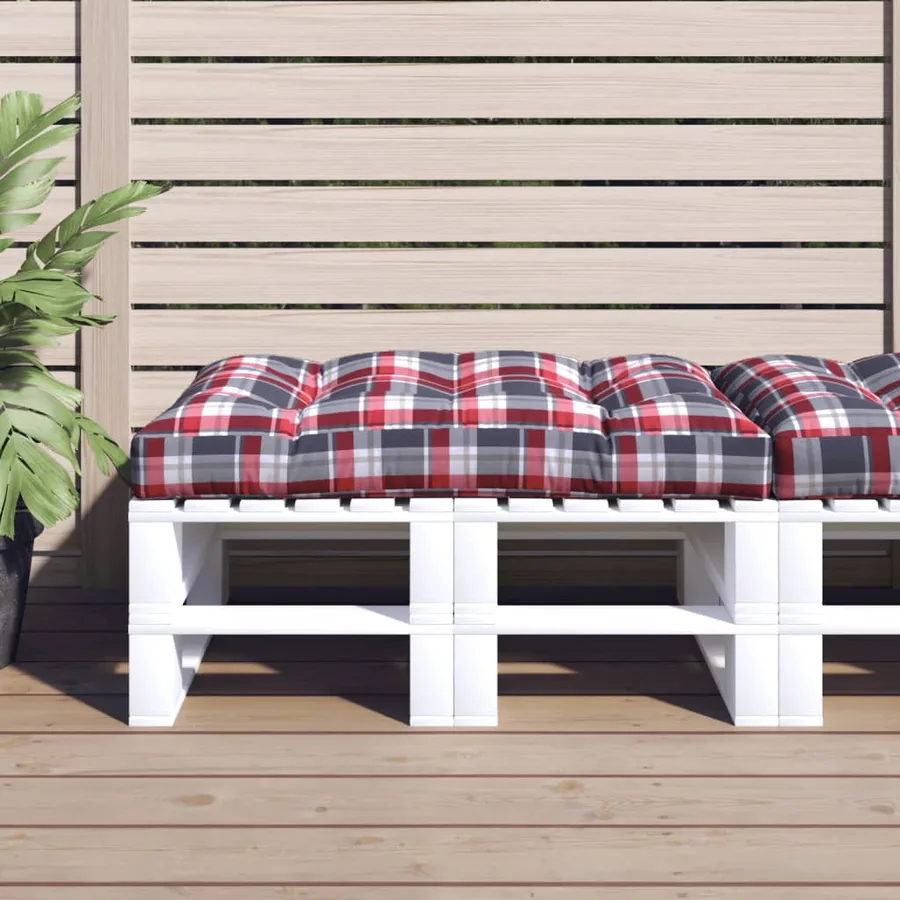 Coussin de palette motif à carreaux rouge 120x80x12 cm tissu