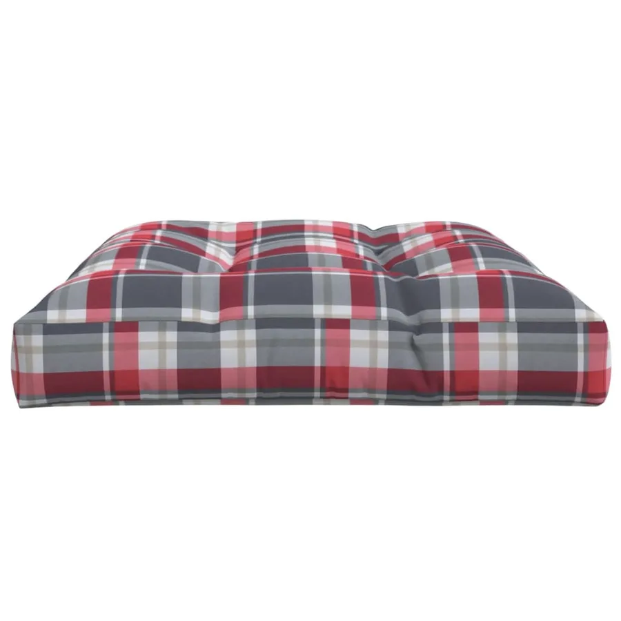 Coussin de palette motif à carreaux rouge 120x80x12 cm tissu - 6