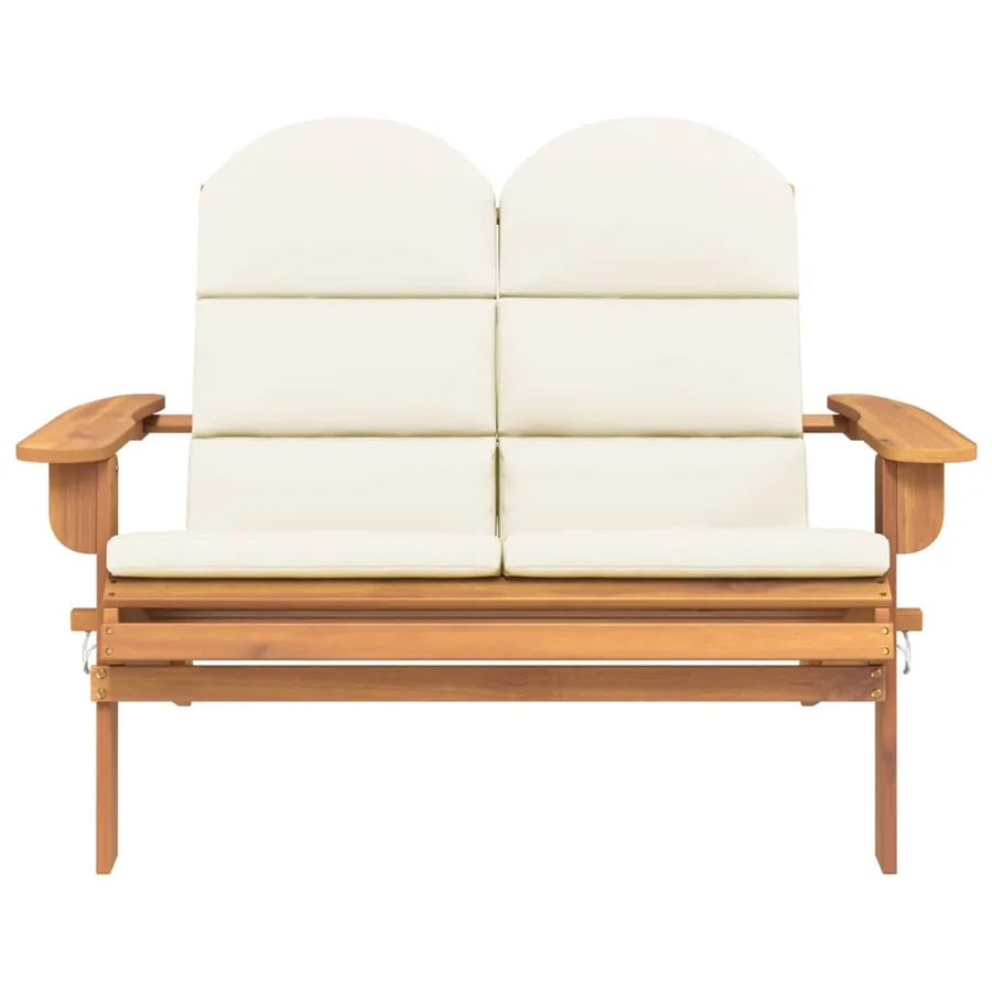 Banc de jardin Adirondack et coussins 126 cm bois massif acacia - 3