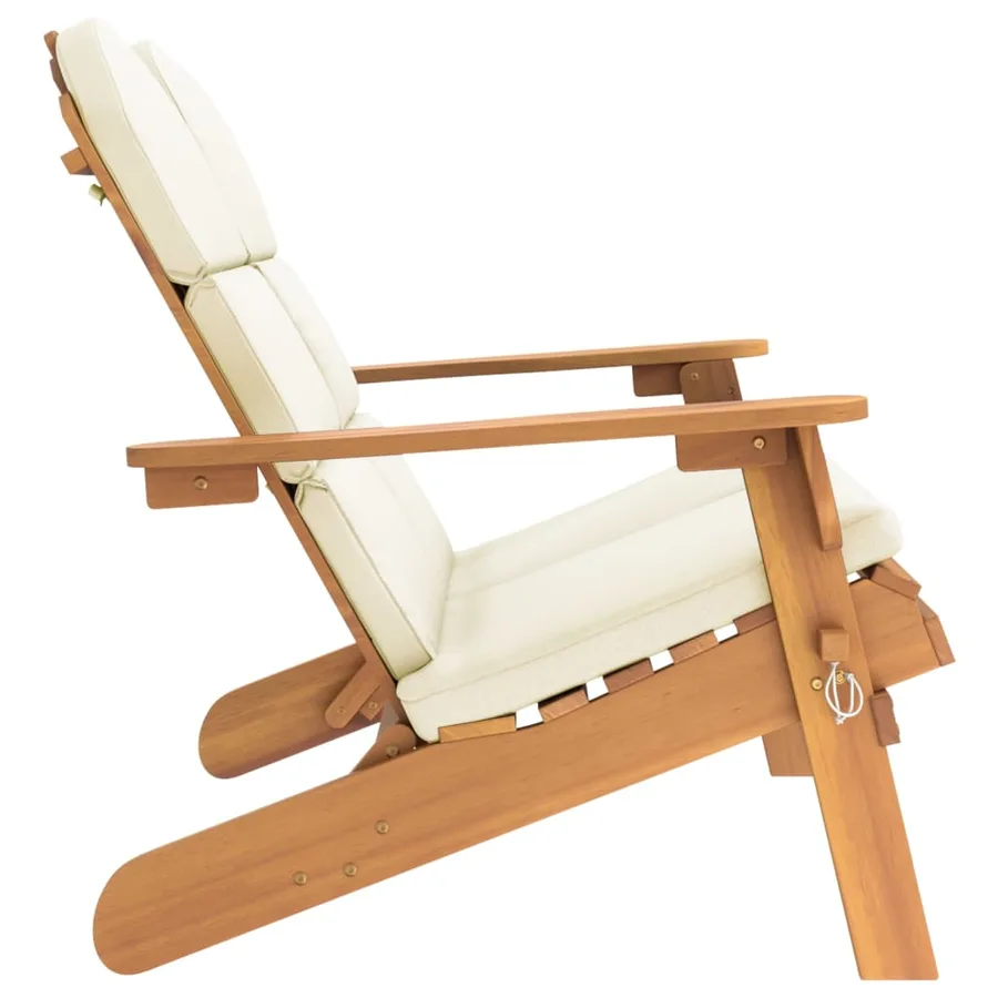 Banc de jardin Adirondack et coussins 126 cm bois massif acacia - 4