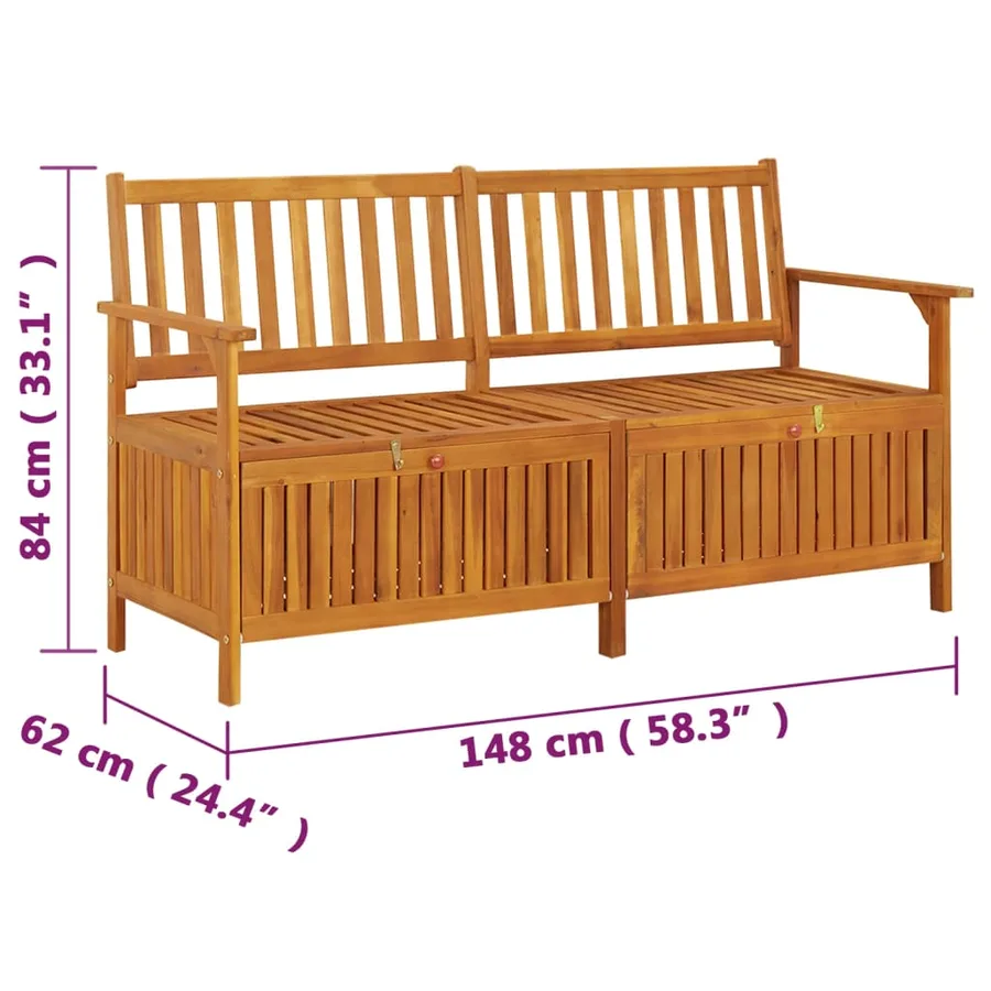 Banc de rangement 148 cm Bois d'acacia solide - 8
