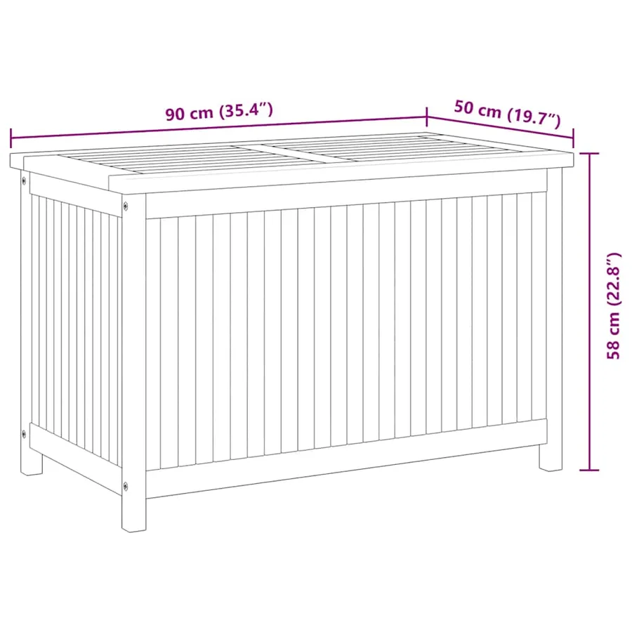 Boîte de rangement de jardin 90x50x58 cm Bois de teck solide - 10