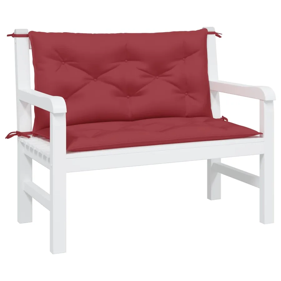 Coussins de banc de jardin lot de 2 rouge bordeaux tissu Oxford - 3