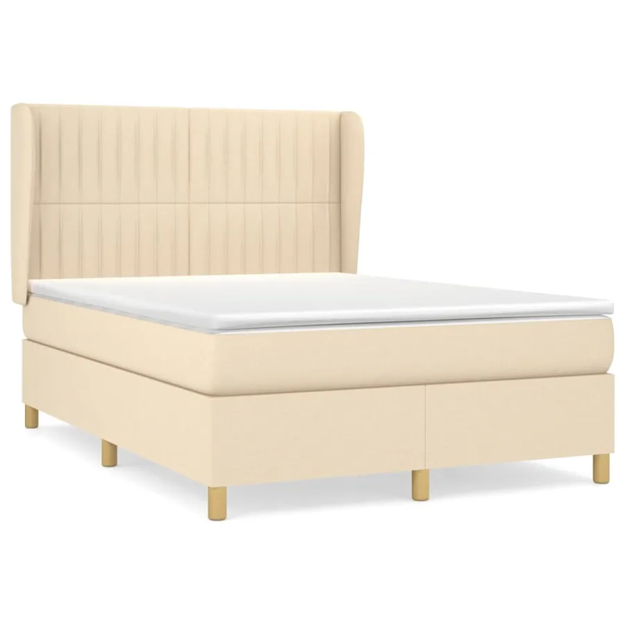 Sommier à lattes de lit avec matelas Crème 140x200 cm Tissu - 2