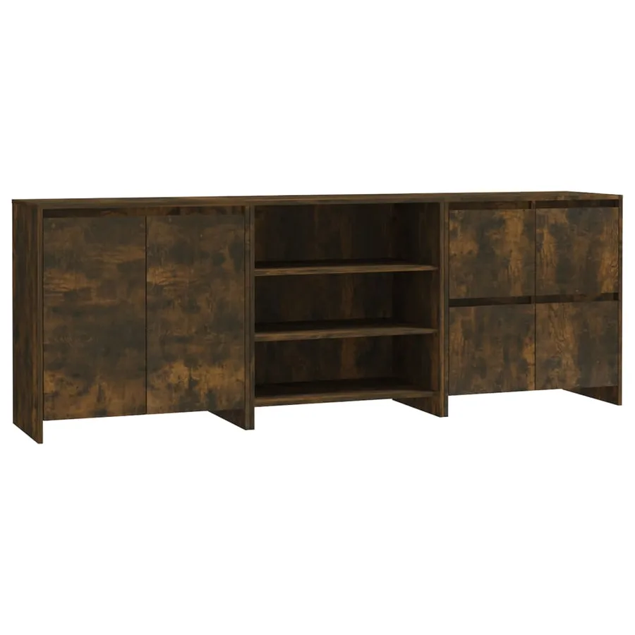 Buffets 3 pcs Chêne fumé Bois d'ingénierie - 2
