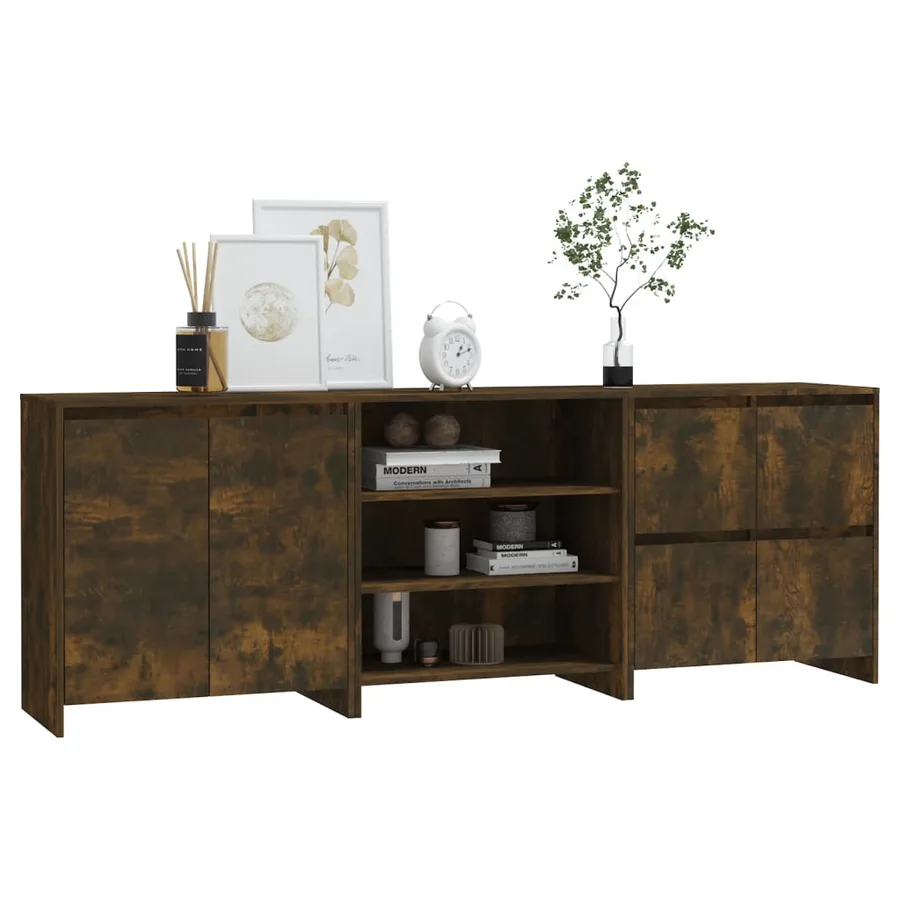 Buffets 3 pcs Chêne fumé Bois d'ingénierie - 6
