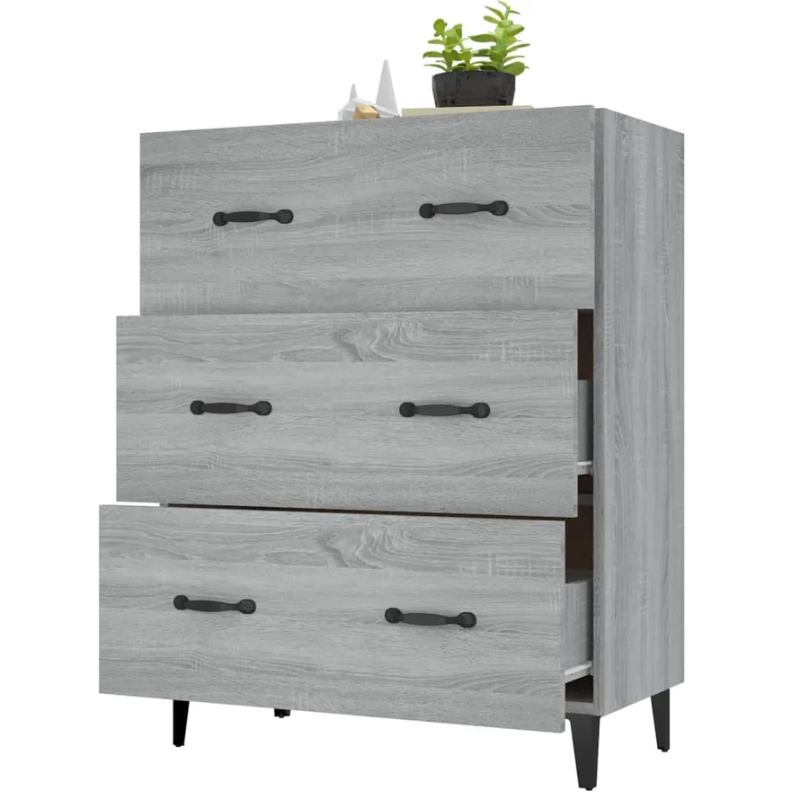 Buffet sonoma gris 69,5x34x90 cm bois d'ingénierie - 4