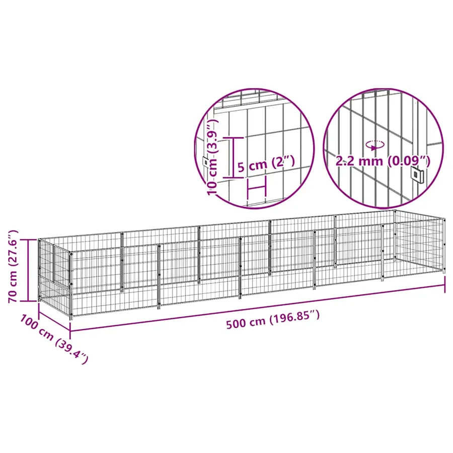 Chenil Argenté 5 m² Acier - 9