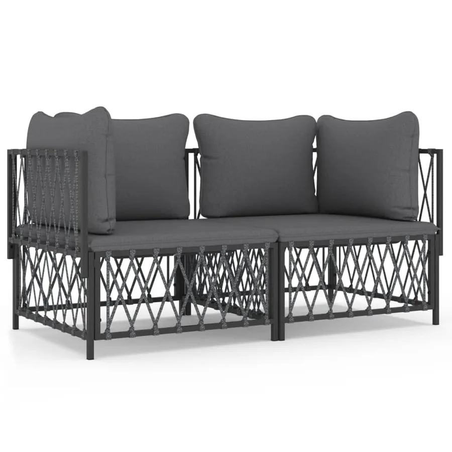 Salon de jardin avec coussins 2 pcs anthracite acier - 2