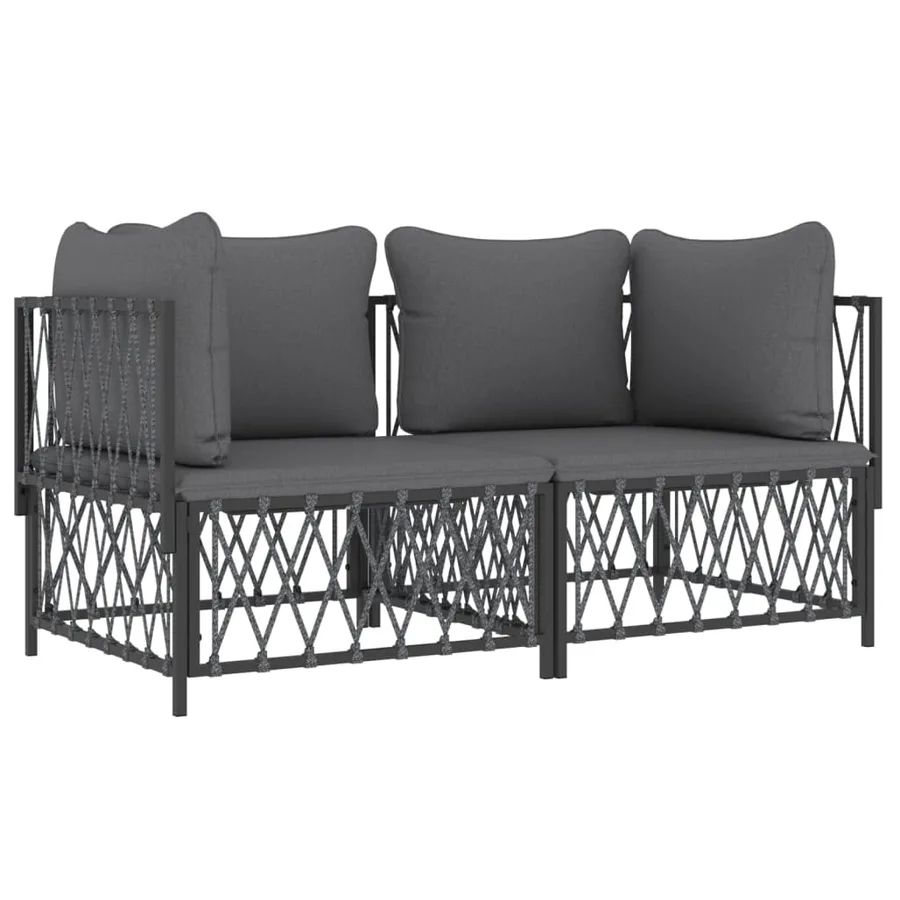 Salon de jardin avec coussins 2 pcs anthracite acier - 3
