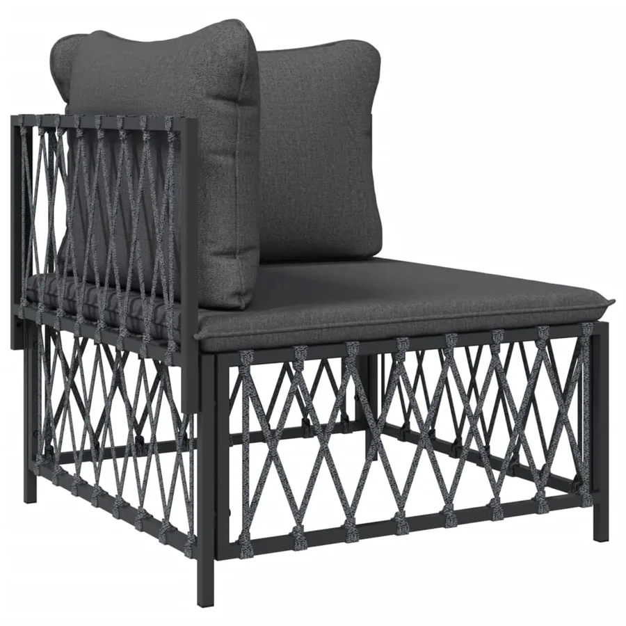Salon de jardin avec coussins 2 pcs anthracite acier - 4
