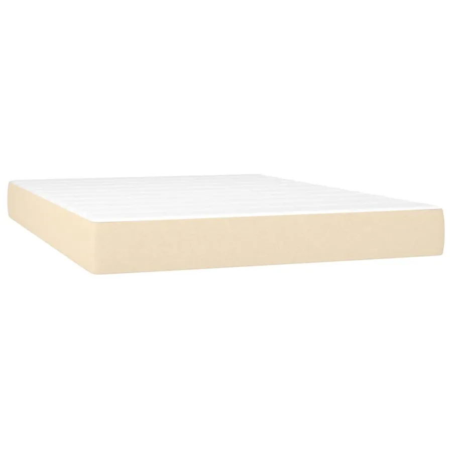 Sommier à lattes de lit avec matelas Crème 140x200 cm Tissu - 5