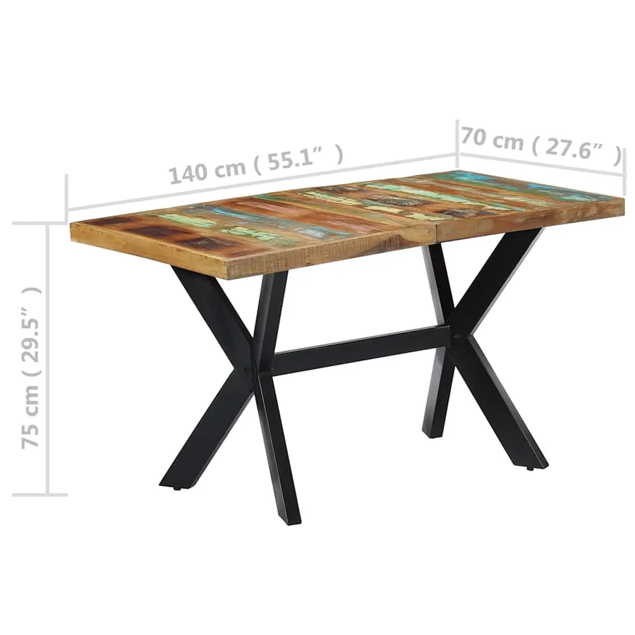 Table à manger 140x70x75 cm Bois de récupération massif - 7