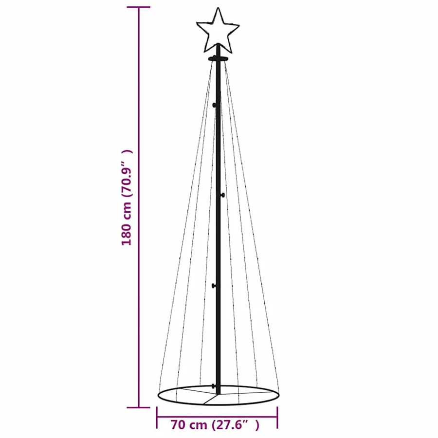 Arbre de Noël cône Blanc chaud 108 LED 70x180 cm - 10