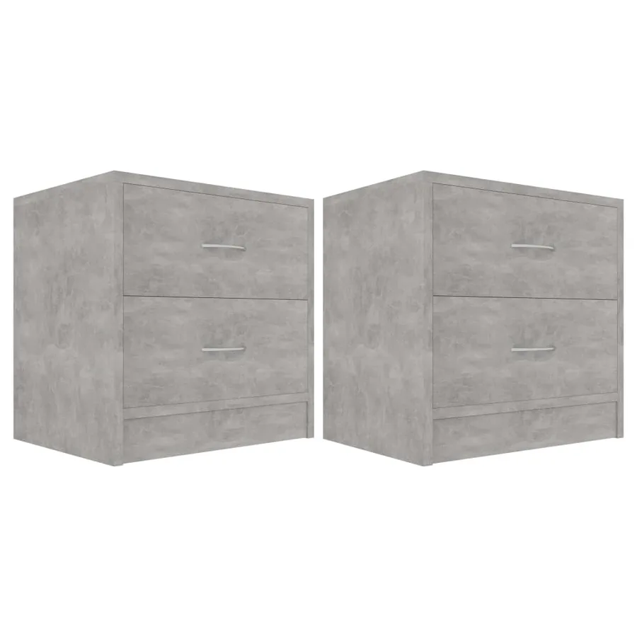 Tables de chevet 2 pcs Gris béton 40x30x40 cm Bois d'ingénierie - 2