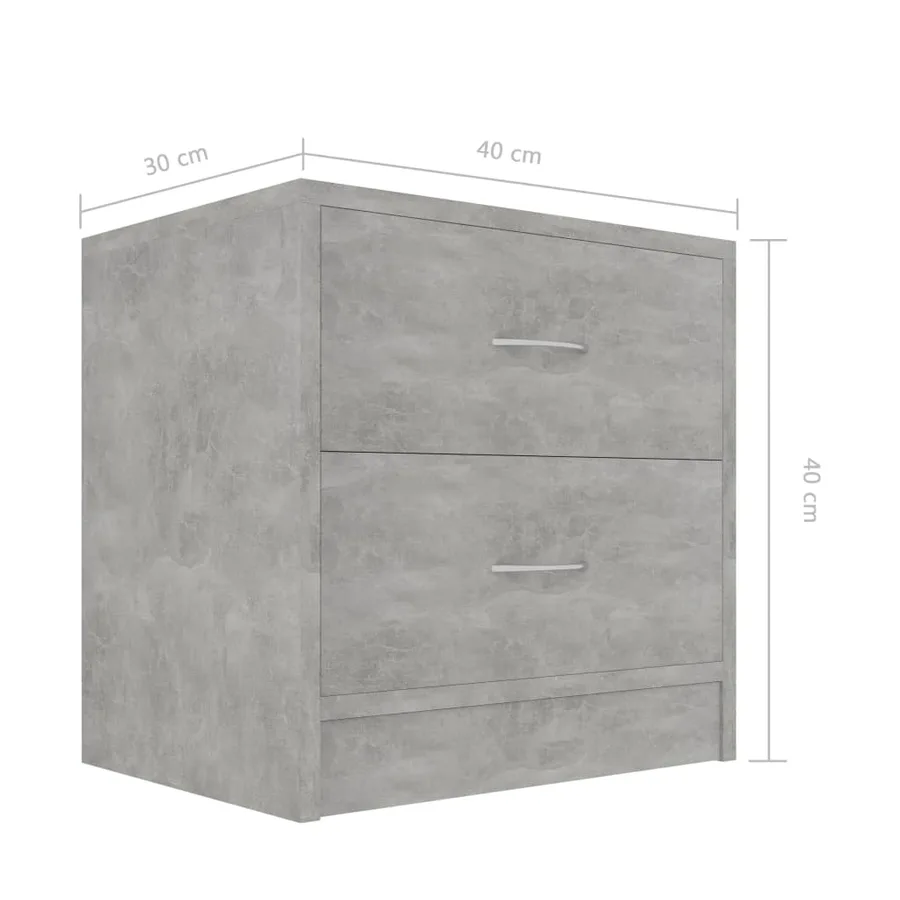 Tables de chevet 2 pcs Gris béton 40x30x40 cm Bois d'ingénierie - 7