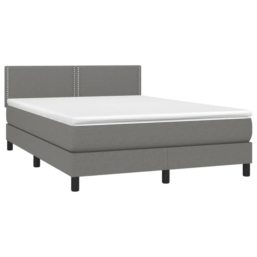 Sommier à lattes de lit avec matelas Gris foncé 140x190cm Tissu - 3