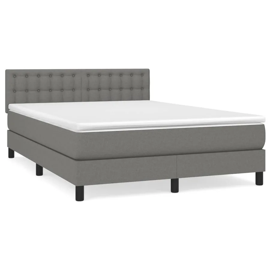 Sommier à lattes de lit avec matelas Gris foncé 140x190cm Tissu - 2