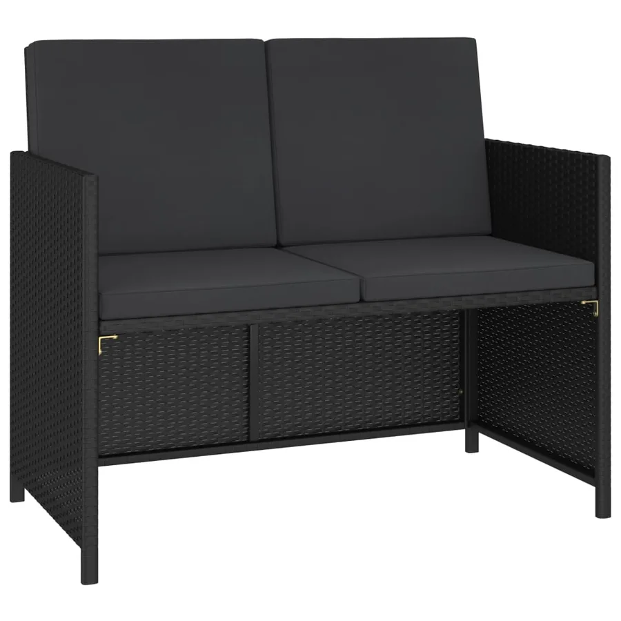 Mobilier à dîner de jardin 6pcs et coussins Résine tressée Noir - 3