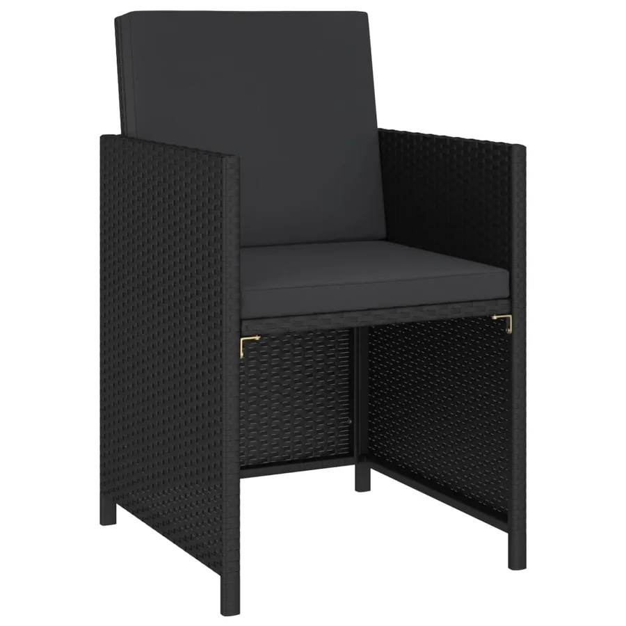 Mobilier à dîner de jardin 6pcs et coussins Résine tressée Noir - 4