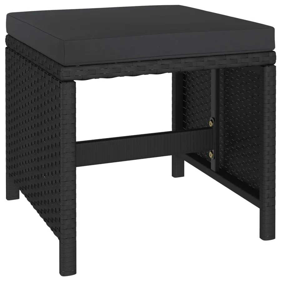 Mobilier à dîner de jardin 6pcs et coussins Résine tressée Noir - 6