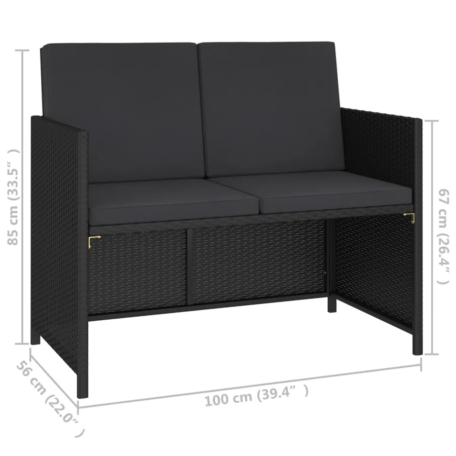 Mobilier à dîner de jardin 6pcs et coussins Résine tressée Noir - 7