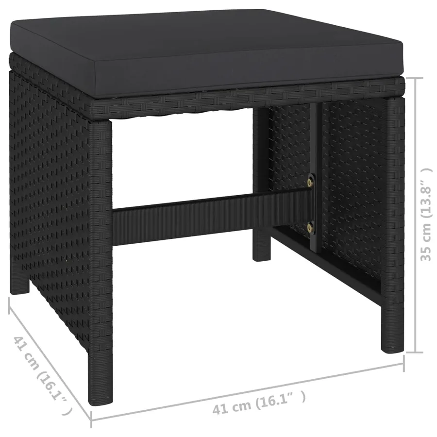 Mobilier à dîner de jardin 6pcs et coussins Résine tressée Noir - 8
