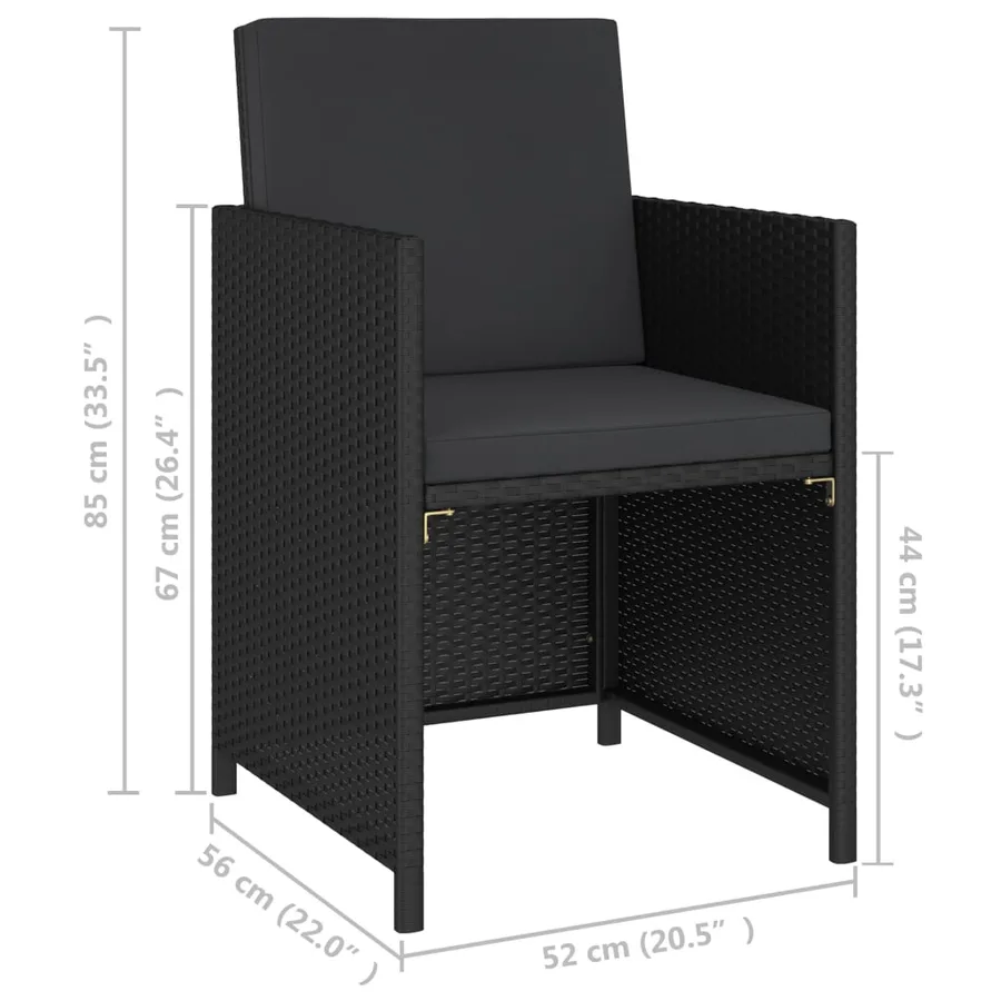 Mobilier à dîner de jardin 6pcs et coussins Résine tressée Noir - 9