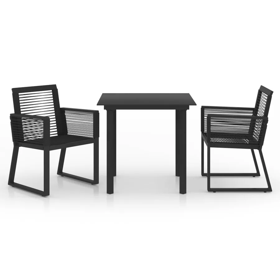 Ensemble à manger d'extérieur 3 pcs Rotin PVC Noir - 2
