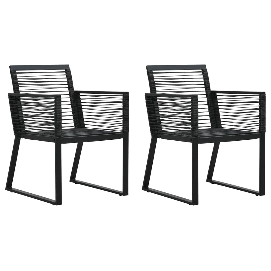 Ensemble à manger d'extérieur 3 pcs Rotin PVC Noir - 6