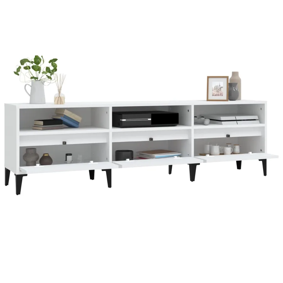 Meuble TV blanc 150x30x44,5 cm bois d'ingénierie - 5