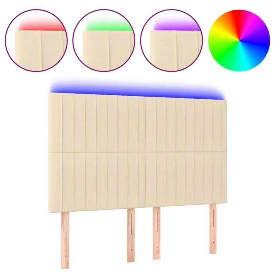 Tête de lit à LED Crème 144x5x118/128 cm Tissu - 2