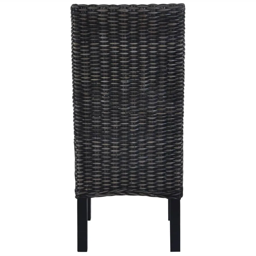 Chaises à manger lot de 2 noir rotin kubu et bois d'acajou - 5