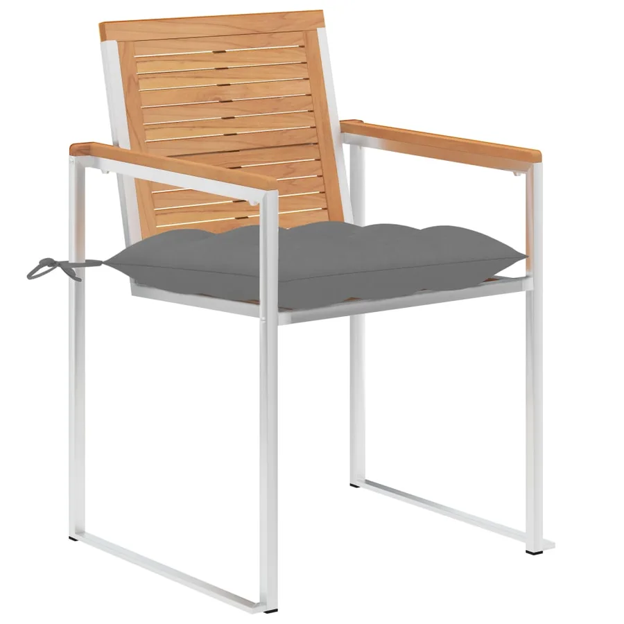 Chaises de jardin avec coussins lot de 2 Teck solide et acier - 2