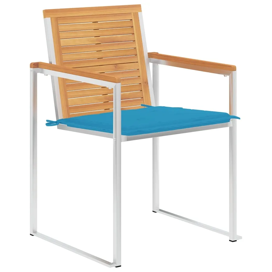 Chaises de jardin lot de 6 avec coussins Bois de teck massif - 2