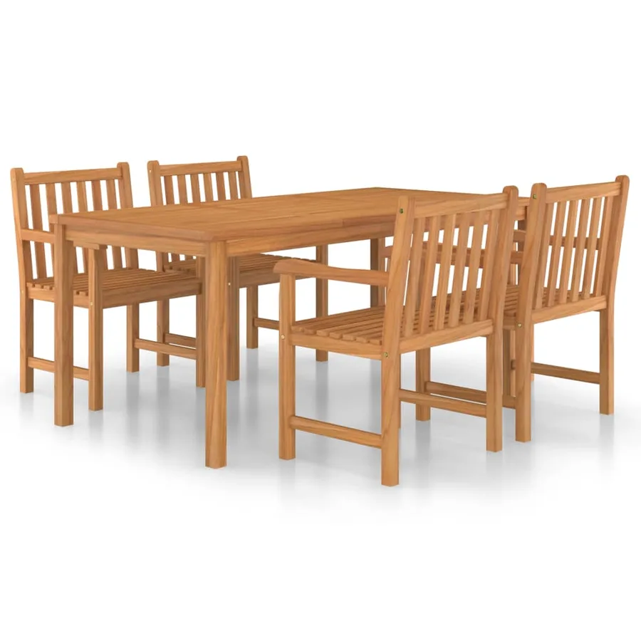 Ensemble de salle à manger de jardin 5 pièces 180 x 90 cm en bois de teck massif - 2