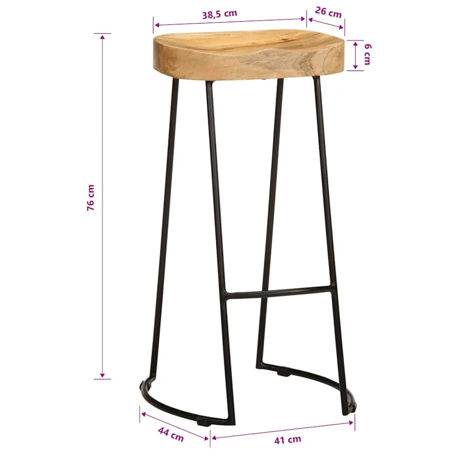 Tabourets de bar lot de 2 bois de manguier massif - 12
