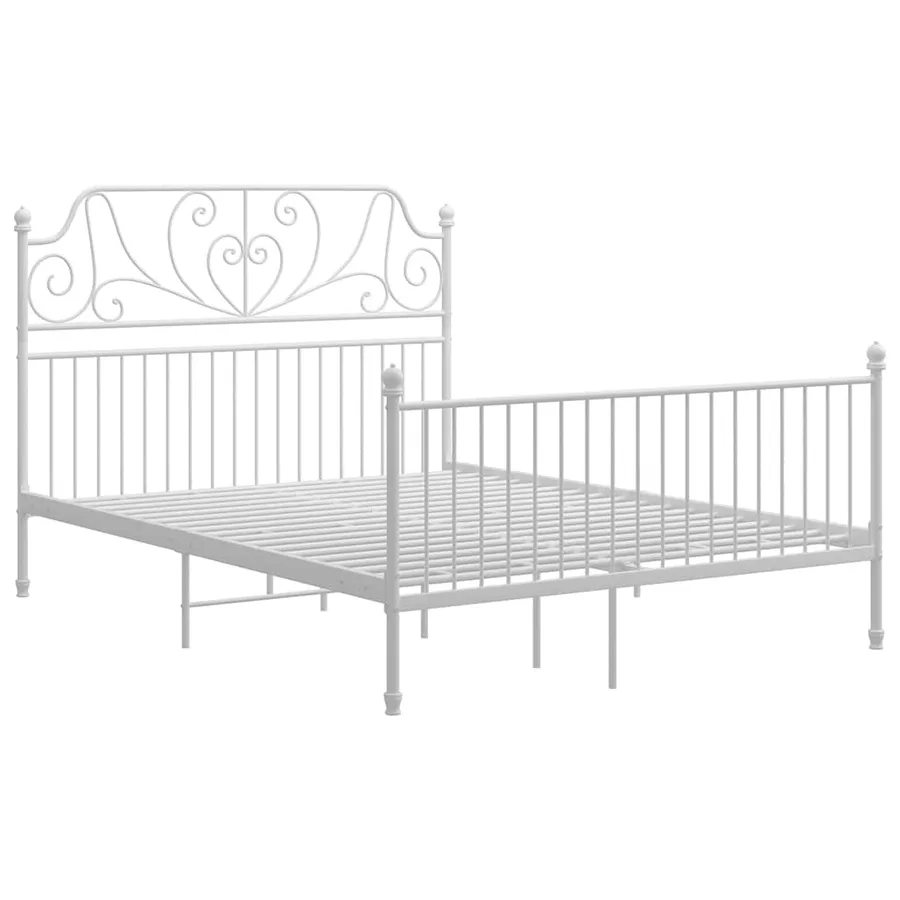 Cadre de lit et tête de lit sans matelas blanc 160x200 cm métal - 2