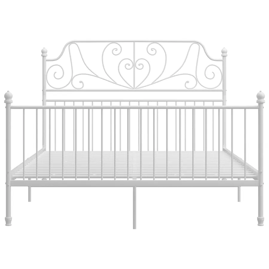 Cadre de lit et tête de lit sans matelas blanc 160x200 cm métal - 3