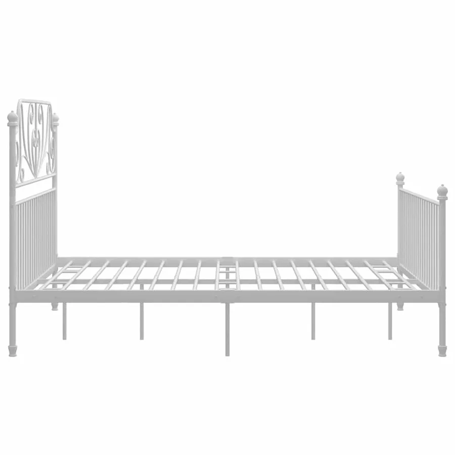 Cadre de lit et tête de lit sans matelas blanc 160x200 cm métal - 4