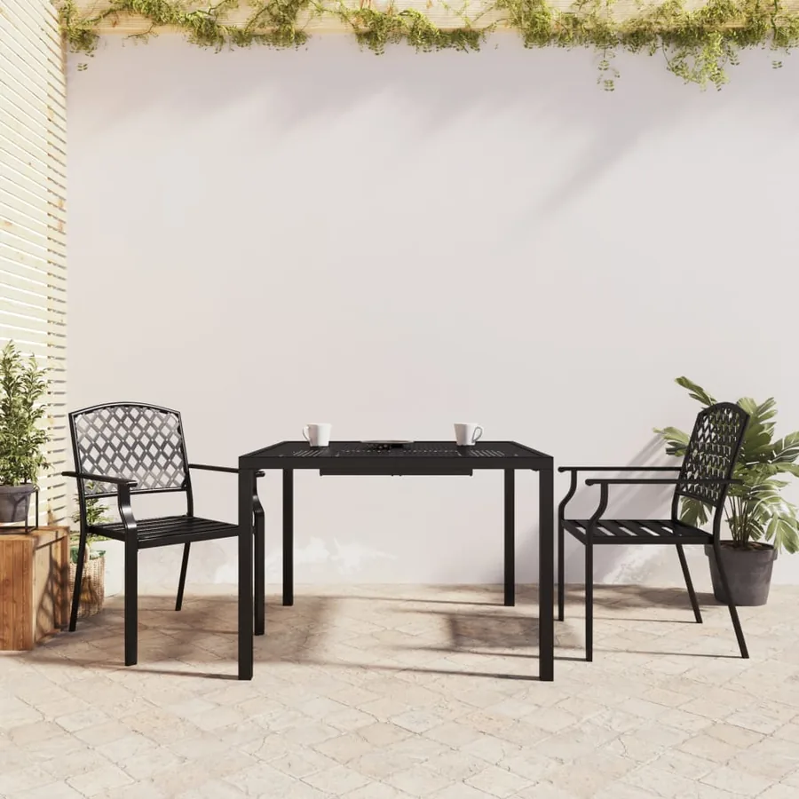 Ensemble à manger de jardin 3 pcs anthracite acier