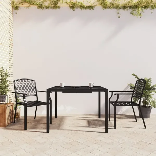 Ensemble à manger de jardin 3 pcs anthracite acier