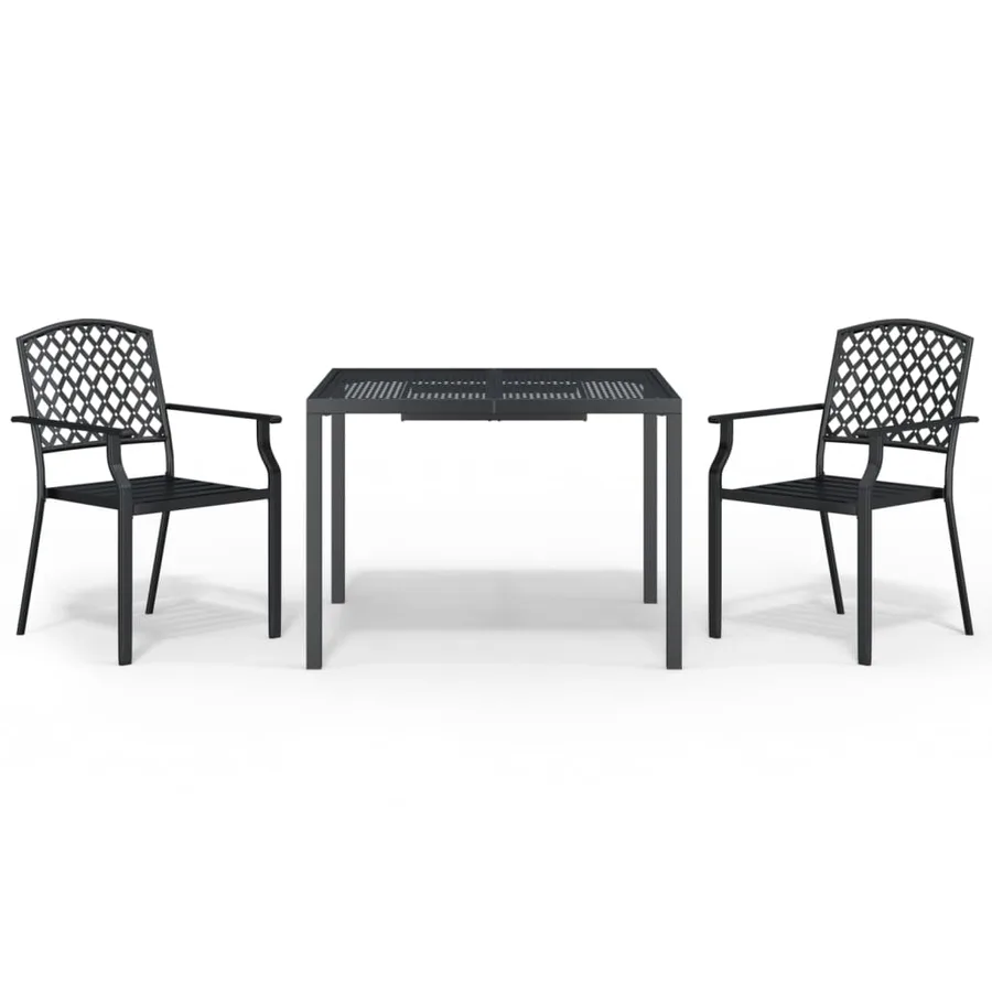Ensemble à manger de jardin 3 pcs anthracite acier - 2