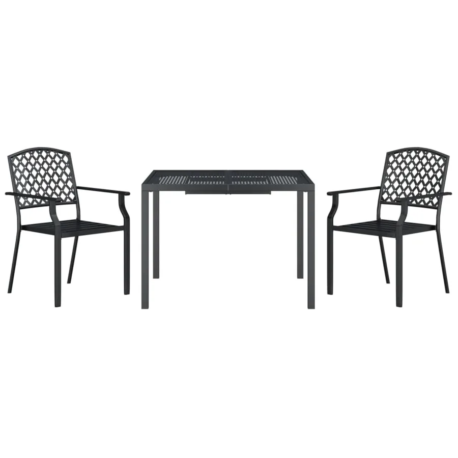 Ensemble à manger de jardin 3 pcs anthracite acier - 3
