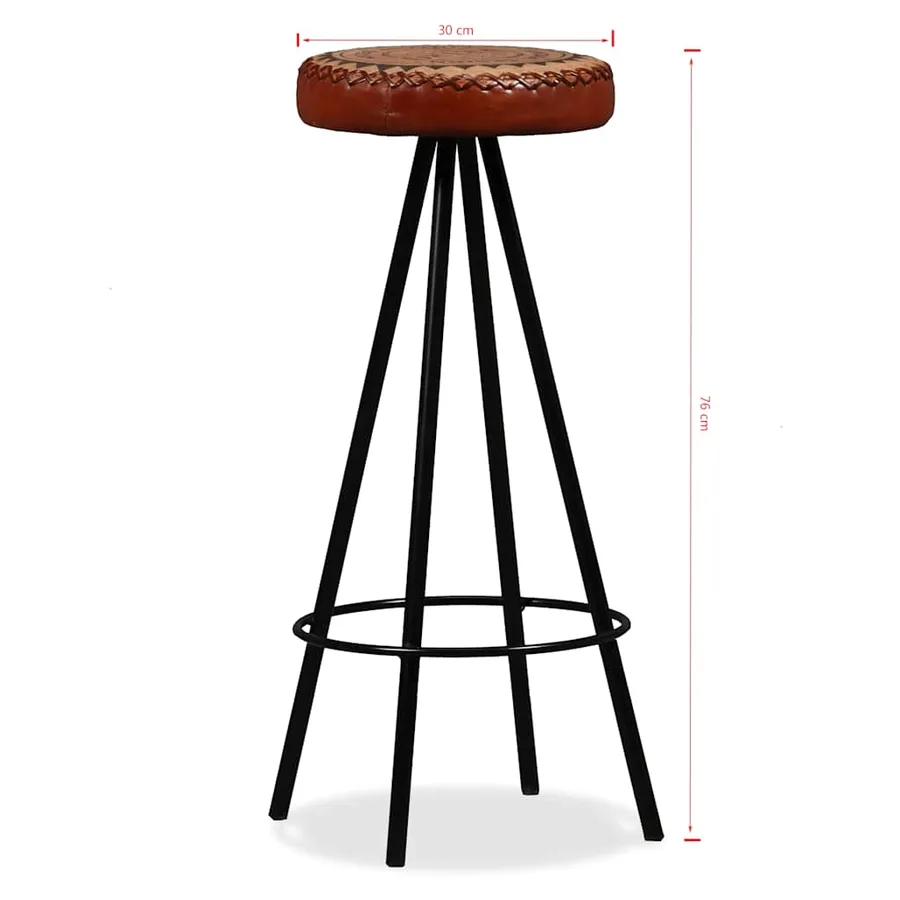 Ensemble de bar 7 pcs Bois de récupération Cuir véritable et toile - 17